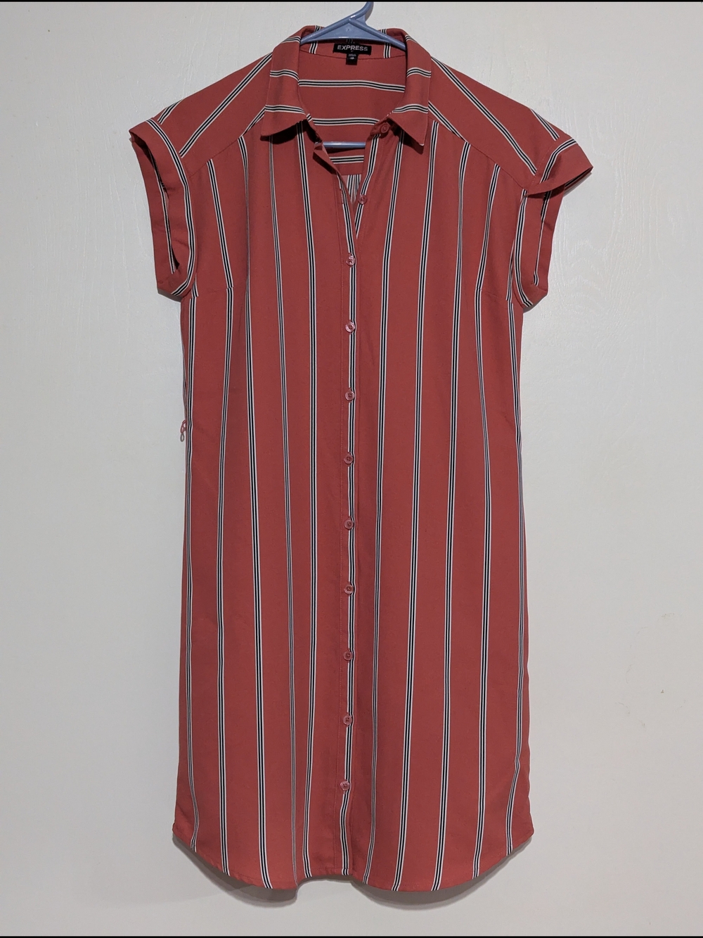 Express Girls Rust Striped Button-Front Shirt Dress
